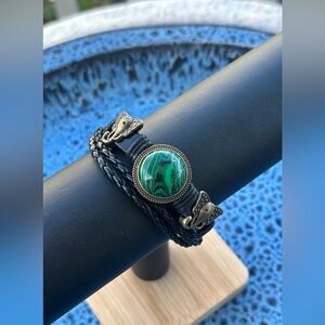 Handcrafted Handmade Black Bracelet with Stone